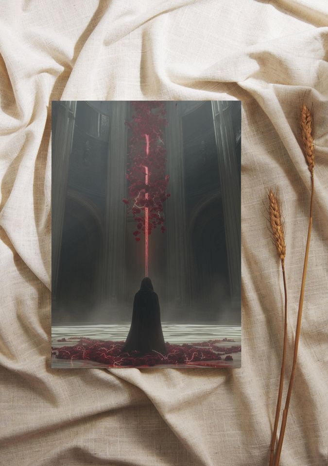 Gothic Fantasy Red Magic Portal Poster, Arcadia WorldInspired Poster, Metal Music Poster