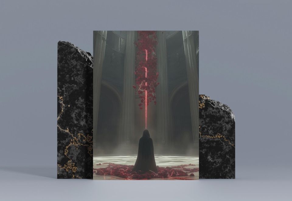 Gothic Fantasy Red Magic Portal Poster, Arcadia WorldInspired Poster, Metal Music Poster