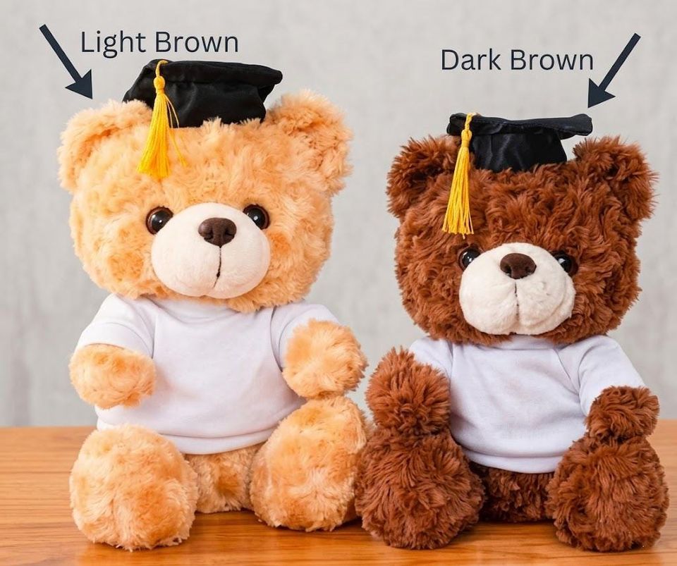 Custom Photo Graduation Teddy Bear, Personalized Grad Plush Gift, Class of 2026 Bear with Name, School Year Keepsake