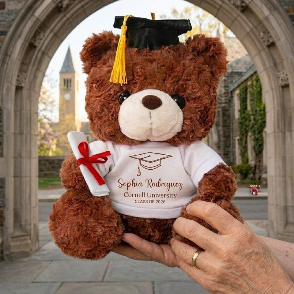 Custom Photo Graduation Teddy Bear, Personalized Grad Plush Gift, Class of 2026 Bear with Name, School Year Keepsake