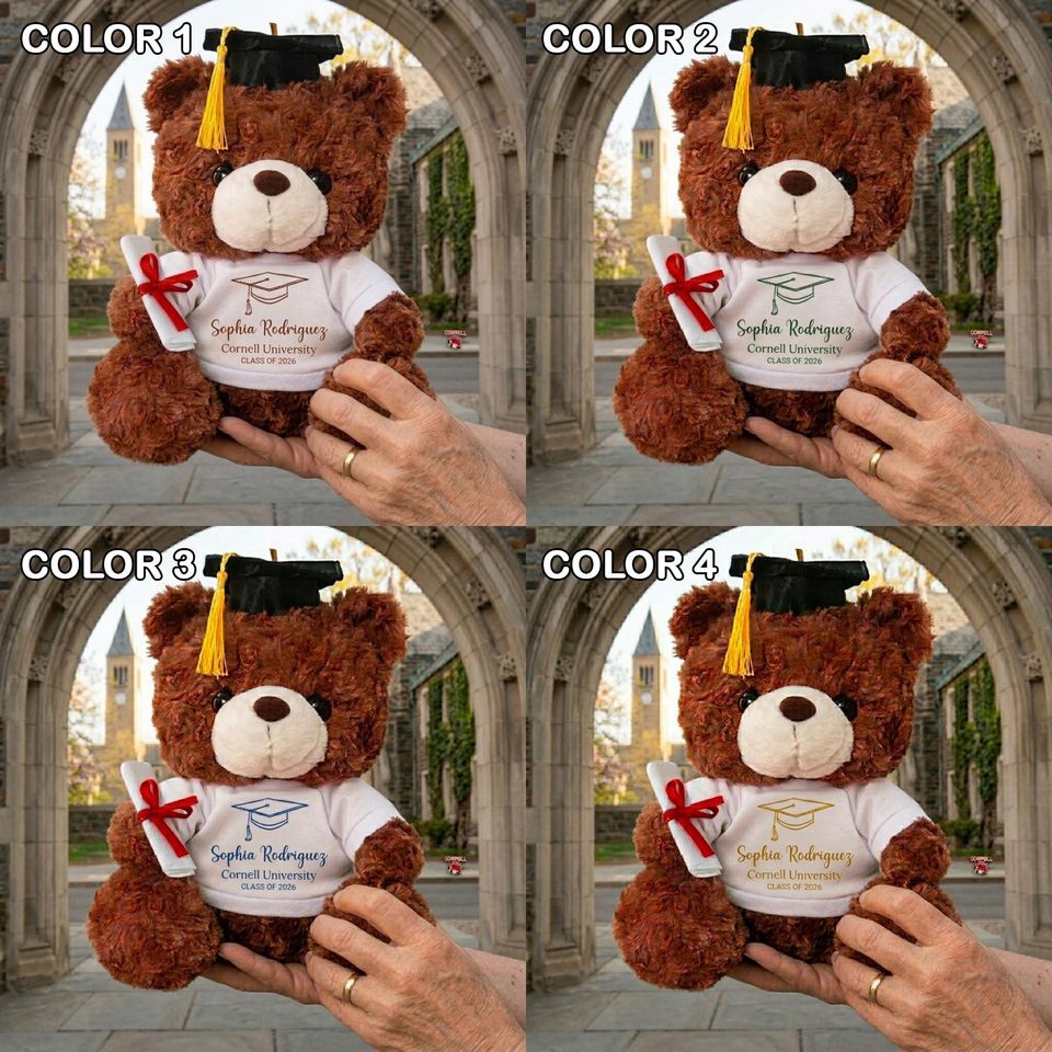 Custom Photo Graduation Teddy Bear, Personalized Grad Plush Gift, Class of 2026 Bear with Name, School Year Keepsake