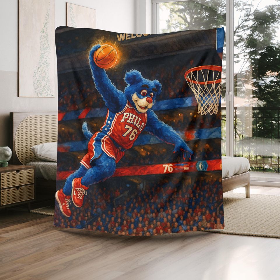 Philadelphia 76ers Blanket, Philly Sports Throw, Franklin the Dog