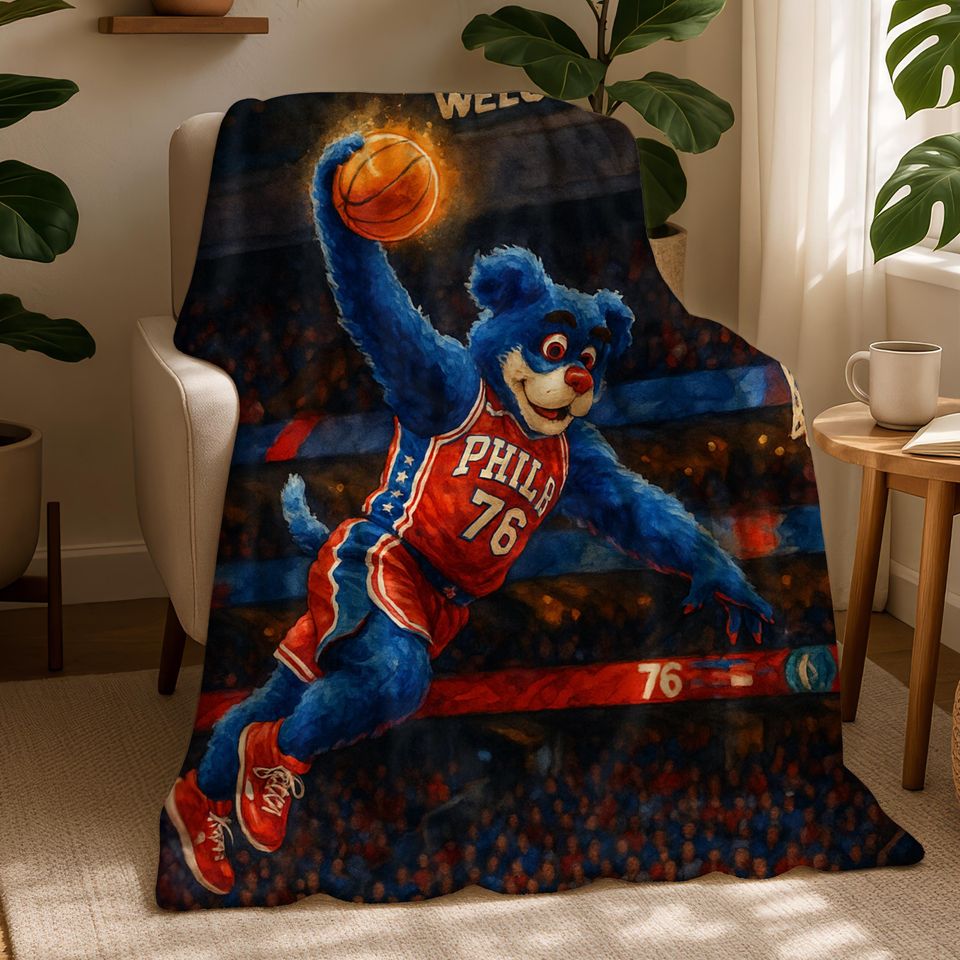Philadelphia 76ers Blanket, Philly Sports Throw, Franklin the Dog