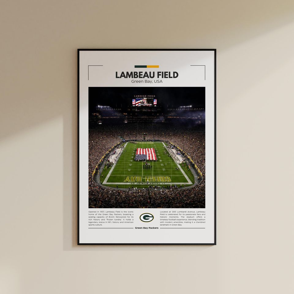 Lambeau Field Print | Vintage Green Bay Packers Poster