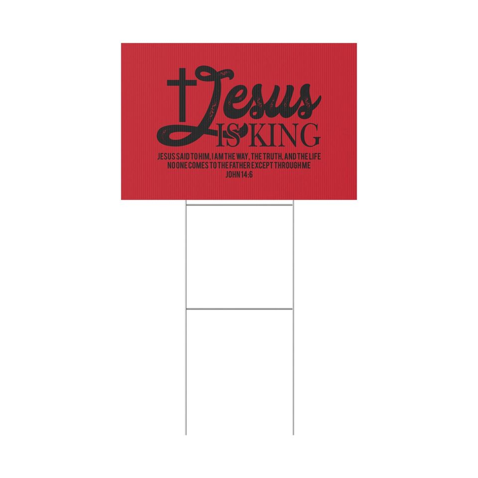 Jesus is King Yard Sign: Christian Outdoor Decor, Religious Gift