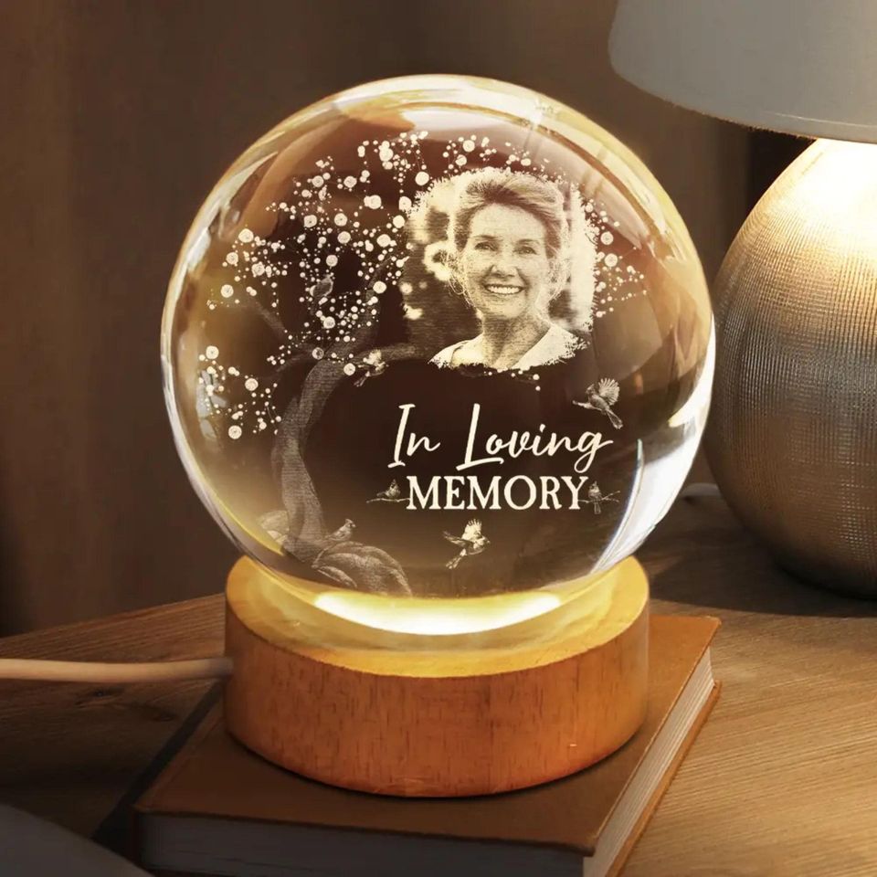 Custom Photo When You Miss Me - Personalized Crystal Globe Lamp - Christmas Sympathy Gift for Family
