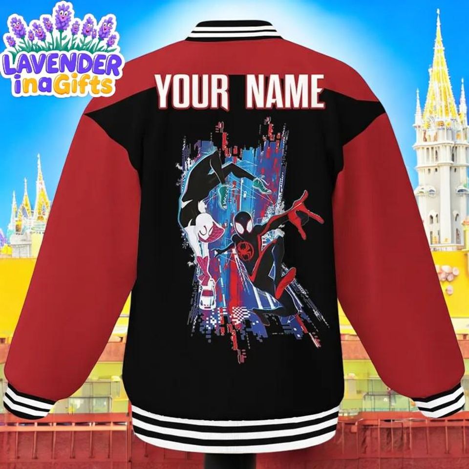 Custom Spiderman Miles Morales Couple Varsity Jacket, Personalized Disney Jacket