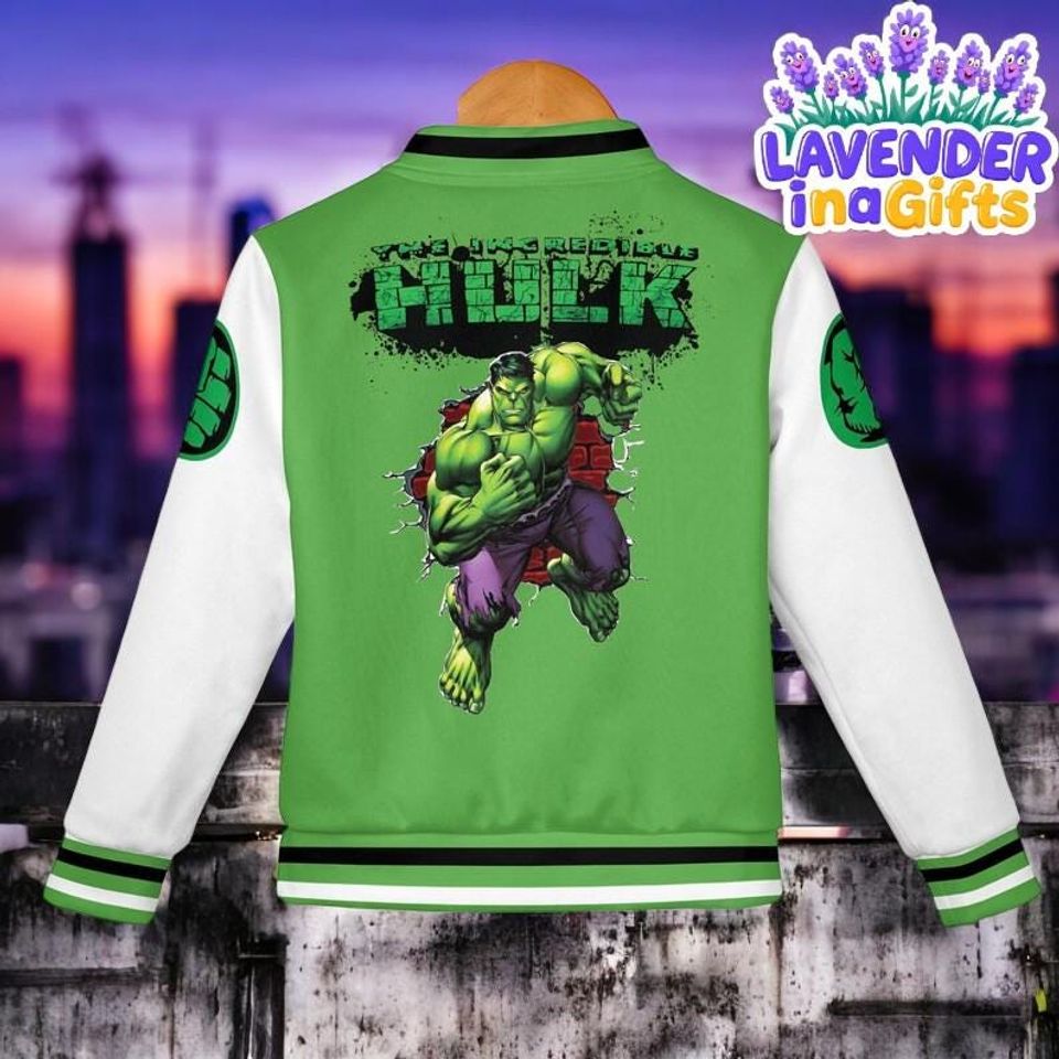 Custom Hulk Marvel Super Hero Baseball Jacket, Kids & Youth Varsity Jacket
