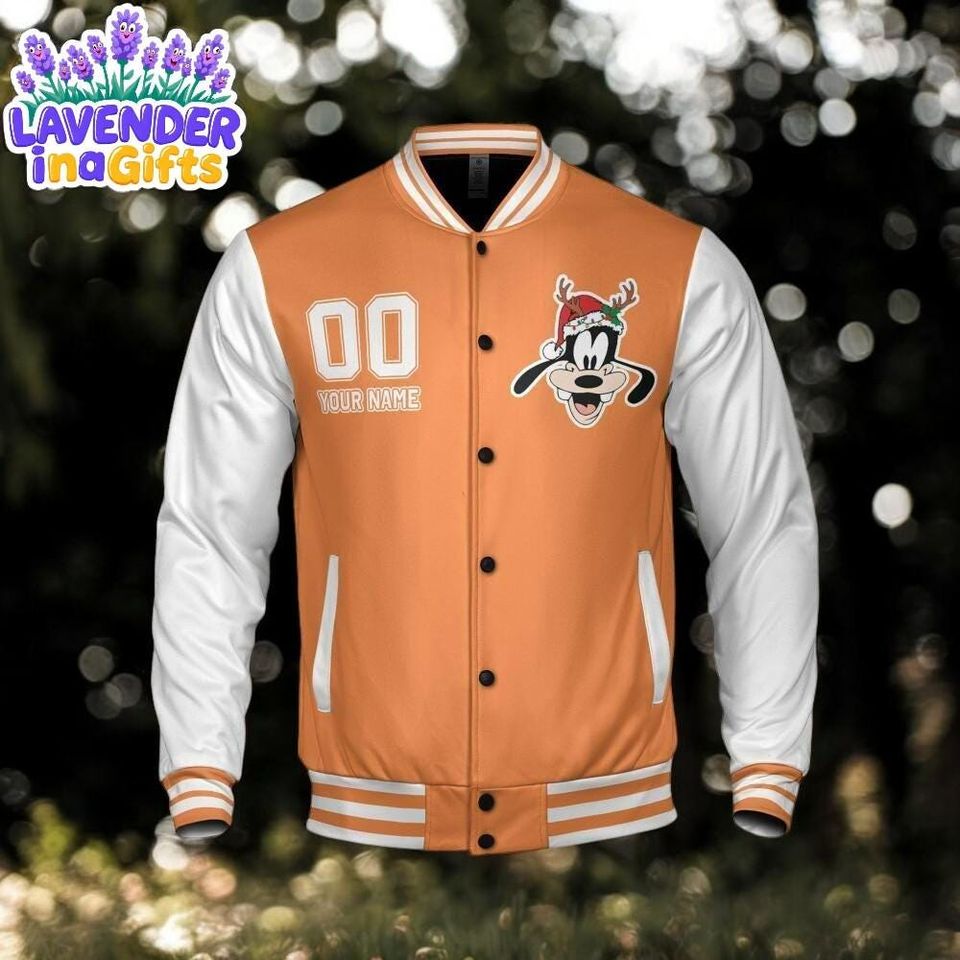 Custom Winter Goofy Basic Happy Jacket, Personalized Disney Varsity - Windproof Knit Fabric, Snap Button, Unisex Gift