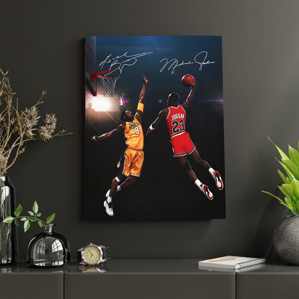 Michael Jordan Guarding Kobe Bryant Poster Vertical Premium Matte