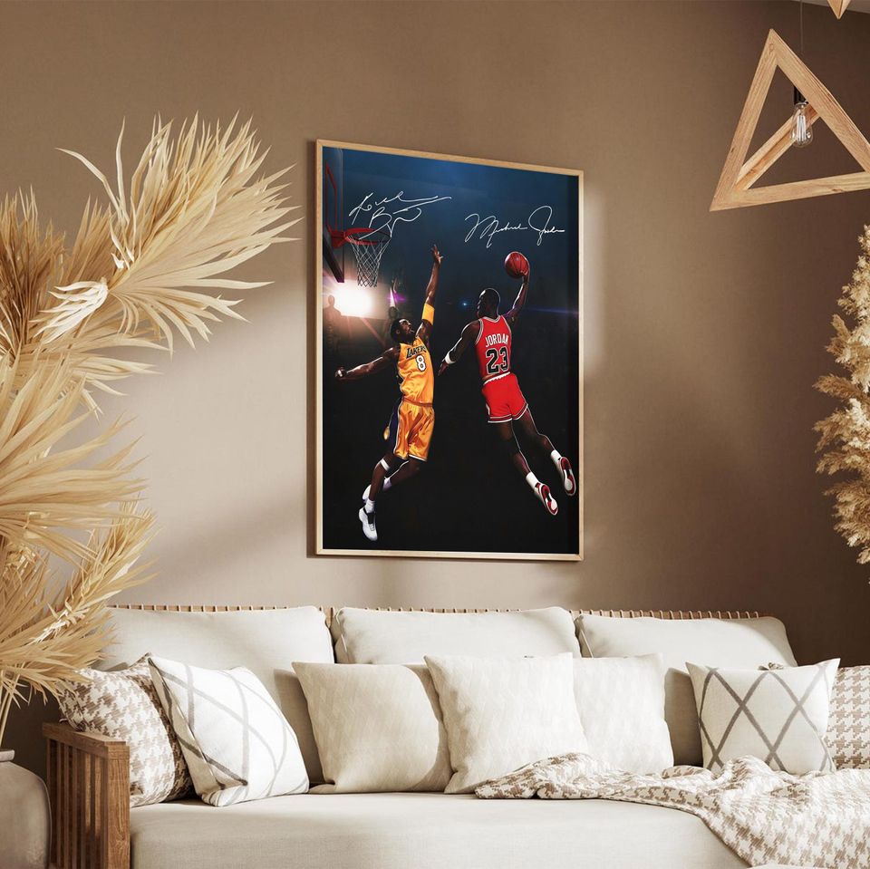 Michael Jordan Guarding Kobe Bryant Poster Vertical Premium Matte