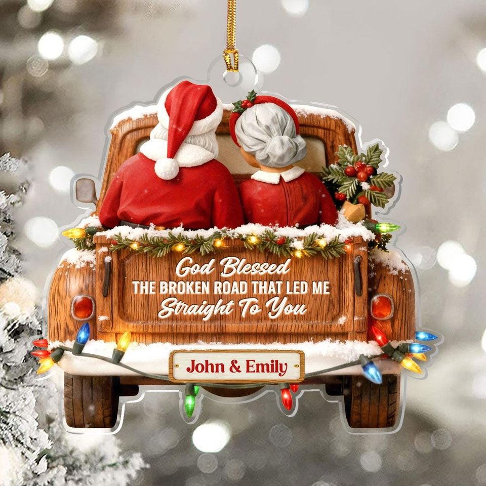 Personalized Couple Christmas Ornament, Acrylic Truck Ornament