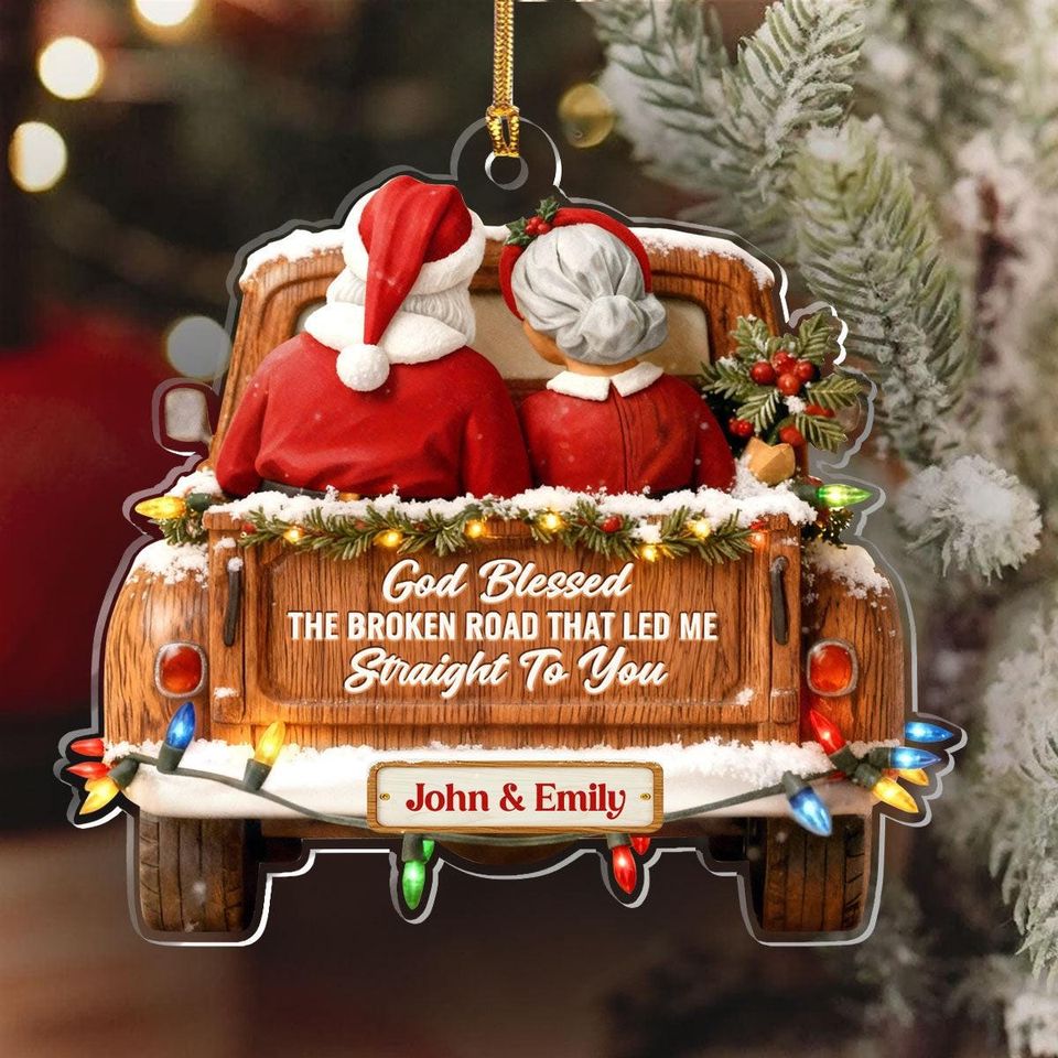 Personalized Couple Christmas Ornament, Acrylic Truck Ornament