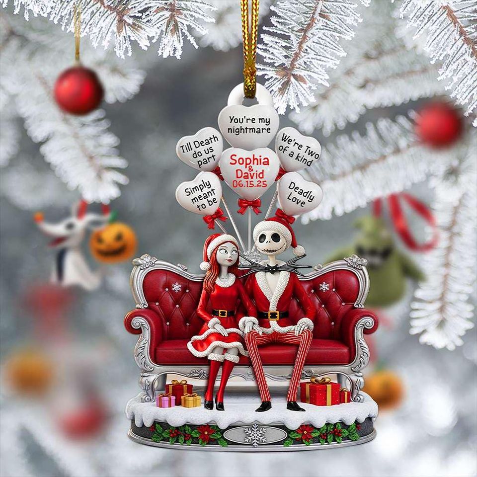 Personalized Nightmare Before Christmas Ornament, Acrylic Family Gift