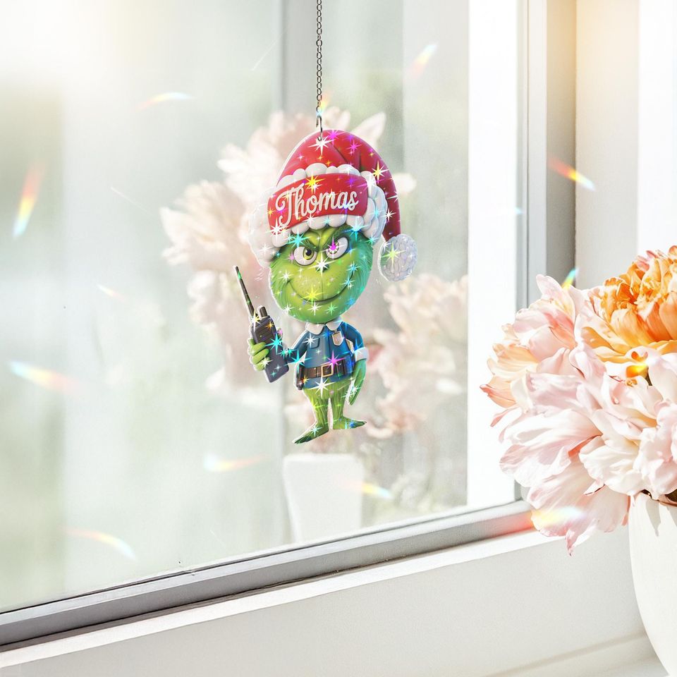 Holographic Custom Name funny character Security Guard Ornament, Funny funny character Xmas Ornament, Personalized Security Christmas Gift, Holiday Decor