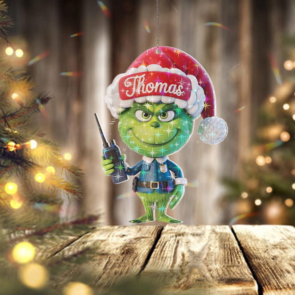 Holographic Custom Name funny character Security Guard Ornament, Funny funny character Xmas Ornament, Personalized Security Christmas Gift, Holiday Decor