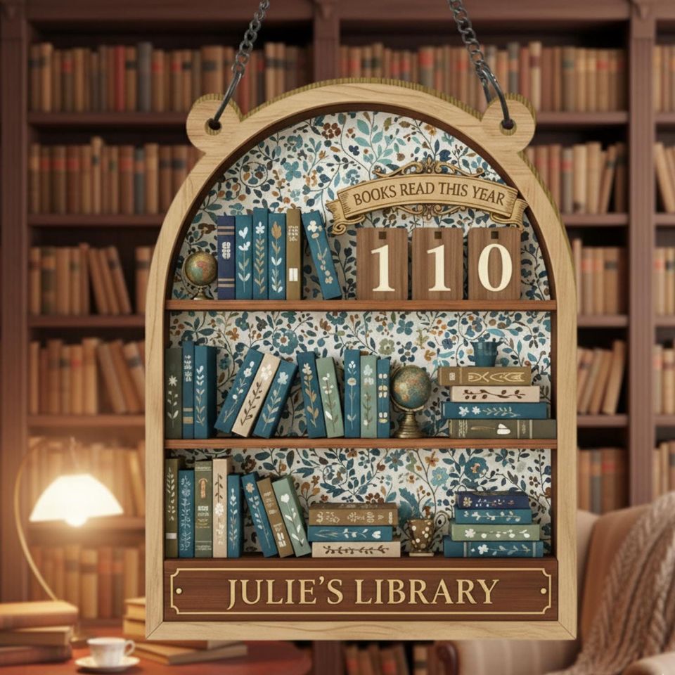 Custom Book Tracker Shelf Sign: Personalized Reading Counter