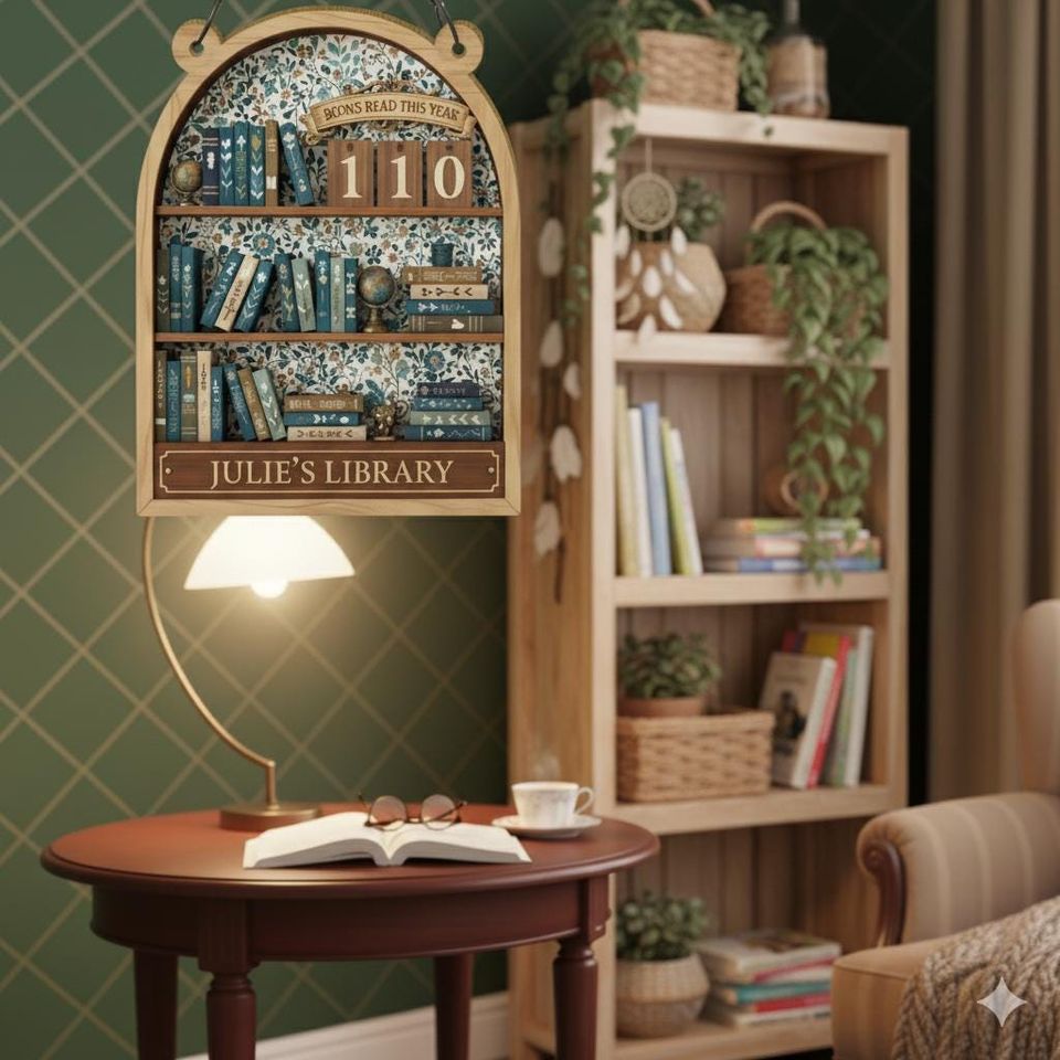 Custom Book Tracker Shelf Sign: Personalized Reading Counter