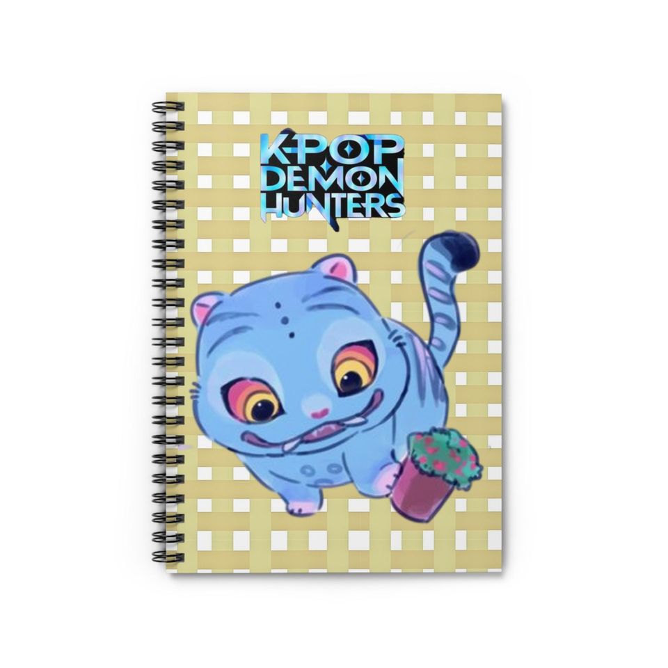 K-Pop Demon Hunters, Derpy Spiral Notebook, Cute Cat Journal