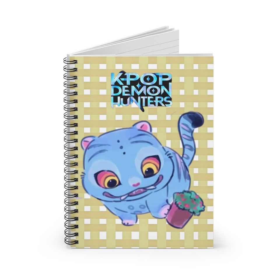K-Pop Demon Hunters, Derpy Spiral Notebook, Cute Cat Journal