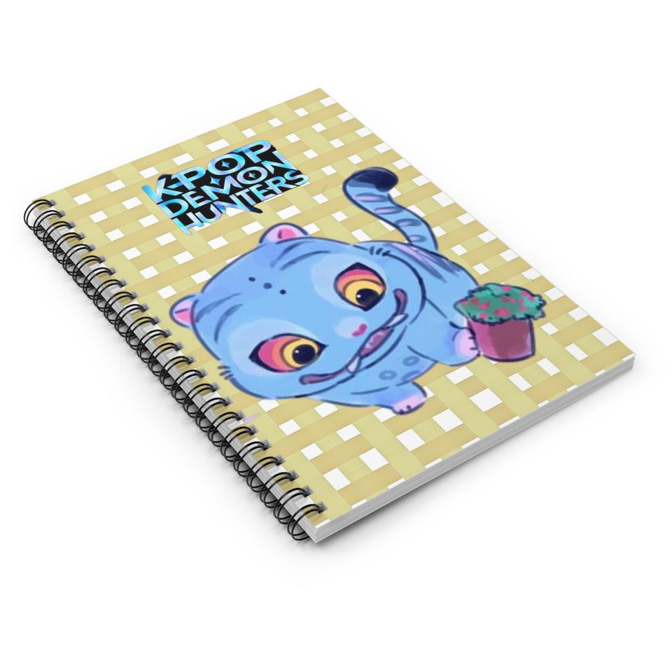 K-Pop Demon Hunters, Derpy Spiral Notebook, Cute Cat Journal
