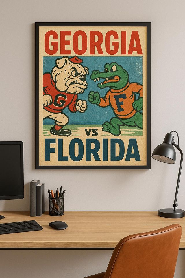 Retro College Football Rivalry Posters