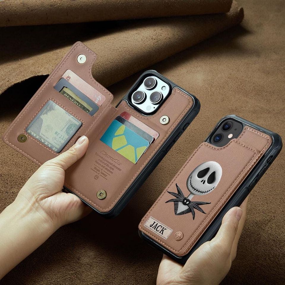 Jack and Sally Wallet Phone Case, Gothic Nightmare Before Christmas, PU Leather