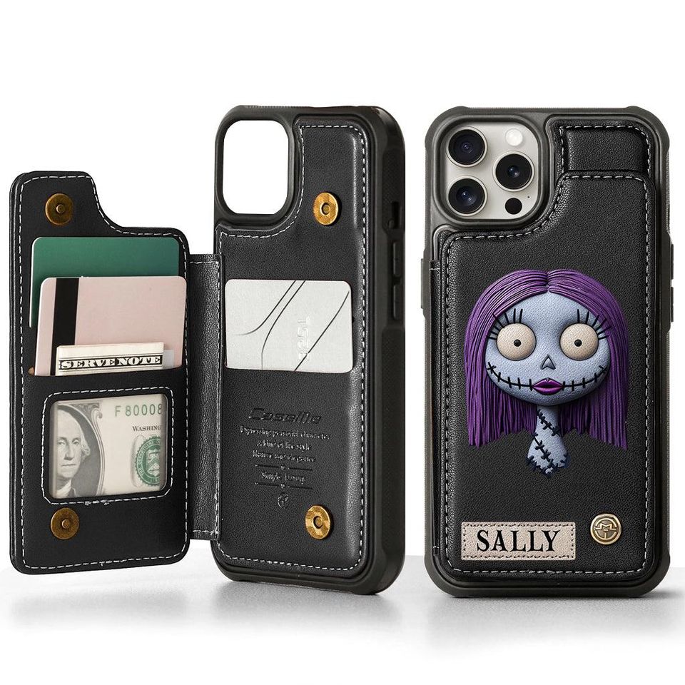 Jack and Sally Wallet Phone Case, Gothic Nightmare Before Christmas, PU Leather