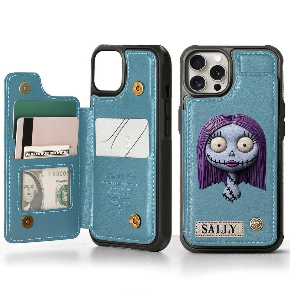 Jack and Sally Wallet Phone Case, Gothic Nightmare Before Christmas, PU Leather