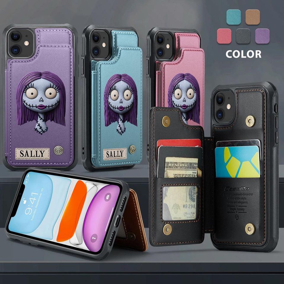 Jack and Sally Wallet Phone Case, Gothic Nightmare Before Christmas, PU Leather