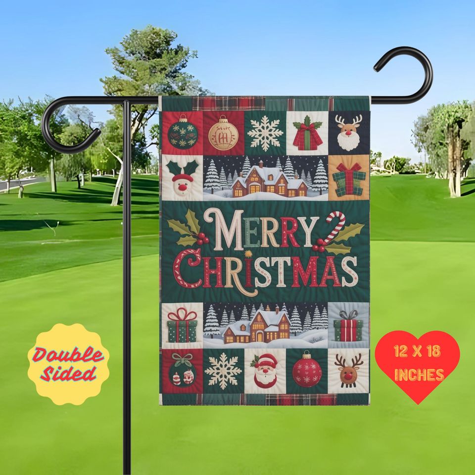 Christmas Garden Flag: Santa, Reindeer, Festive Winter Decor
