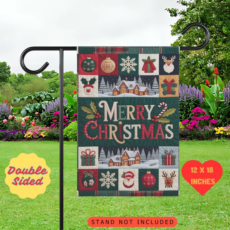 Christmas Garden Flag: Santa, Reindeer, Festive Winter Decor