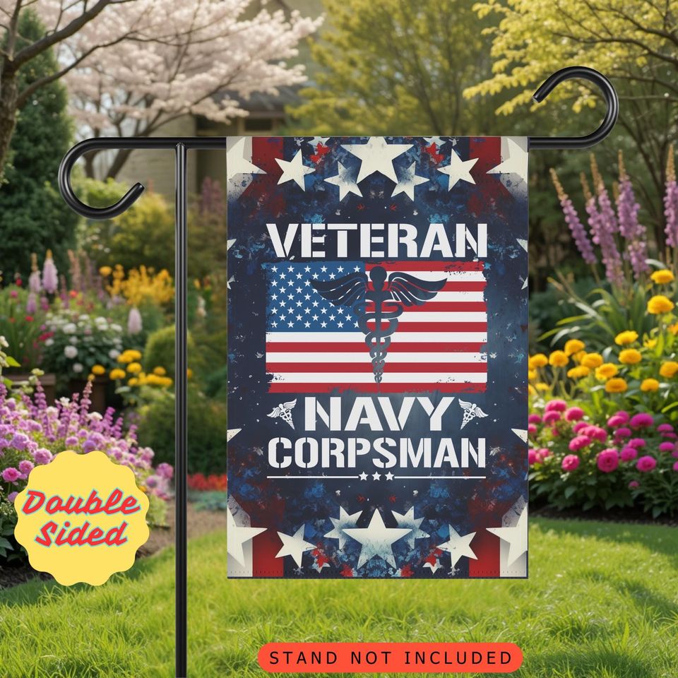 Navy Corpsman Garden Flag: Patriotic Military Yard Decor