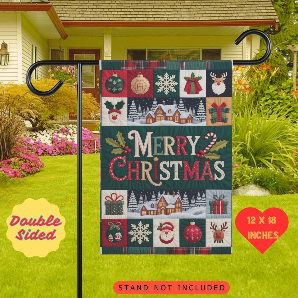 Christmas Garden Flag: Santa, Reindeer, Festive Winter Decor