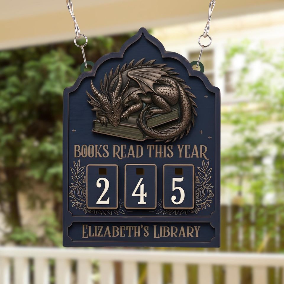 Vintage Book Tracker Sign, Personalized Reading Counter, Library Decor, Book Lover Gift