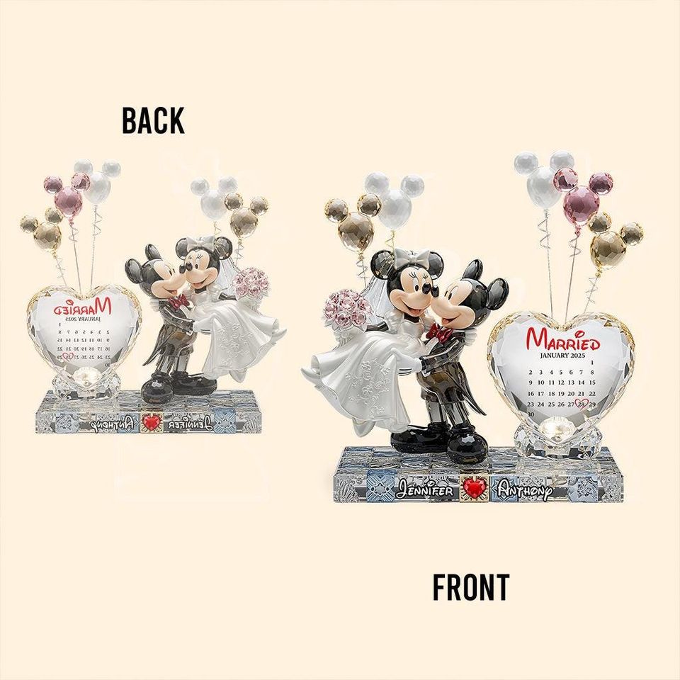 Personalized Mouse Couple Wedding Plaque, Custom Acrylic Keepsake, Anniversary Love Gift