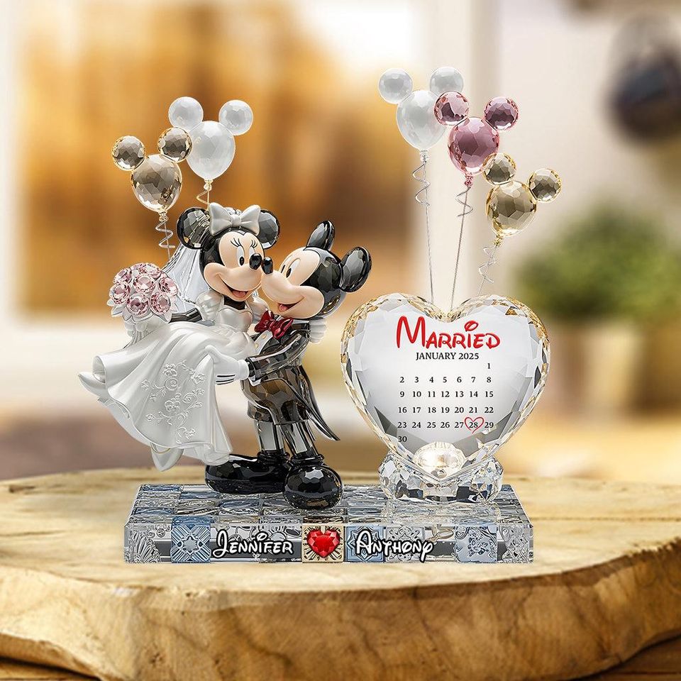 Personalized Mouse Couple Wedding Plaque, Custom Acrylic Keepsake, Anniversary Love Gift