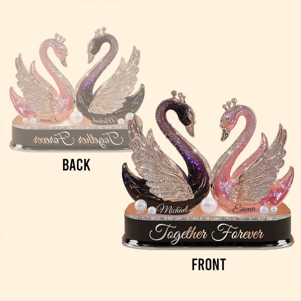 Personalized Swan Couple Acrylic Plaque, Custom Name Romantic Anniversary Decor
