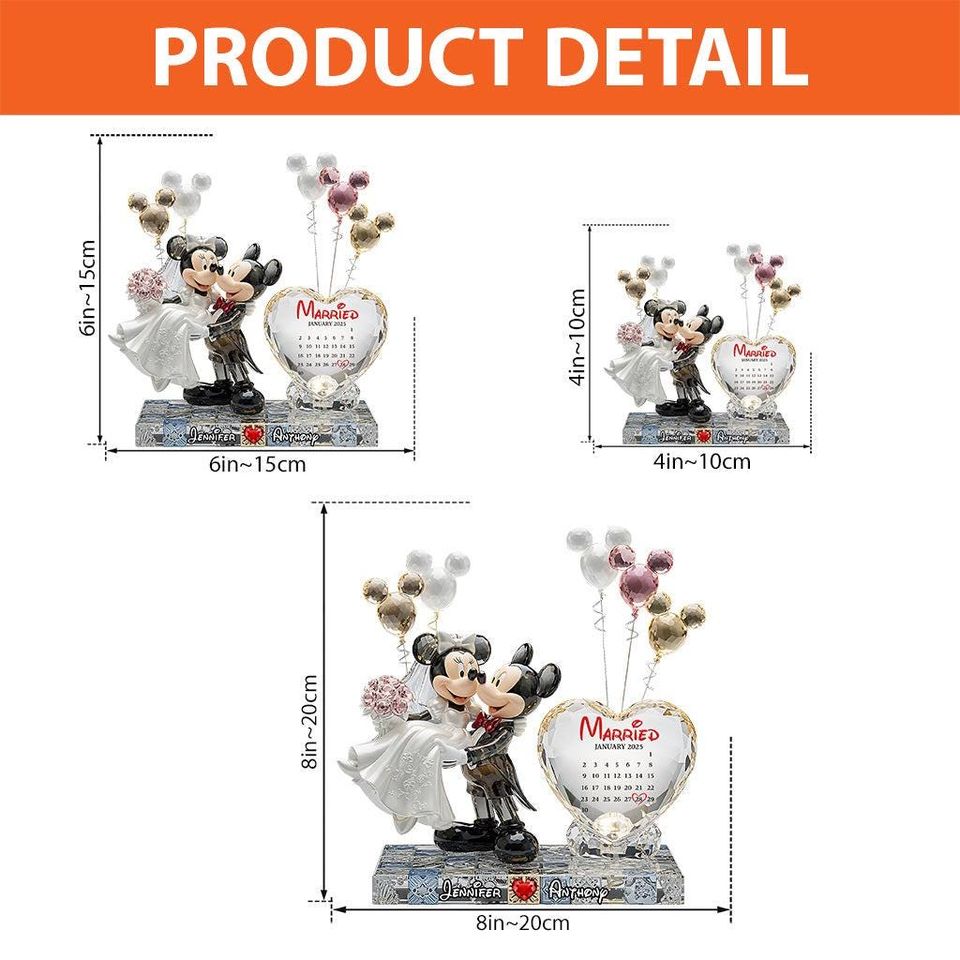 Personalized Mouse Couple Wedding Plaque, Custom Acrylic Keepsake, Anniversary Love Gift