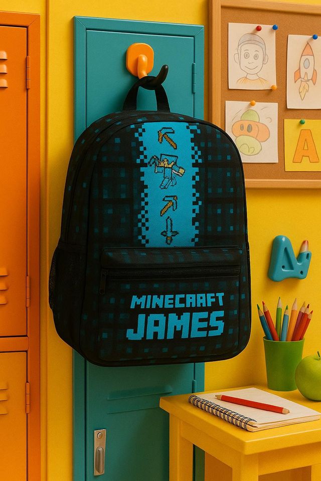 Minecraft Backpack Personalized School Backpack Handmade Kids Gift Preschool Kindergarten Gaming Backpack