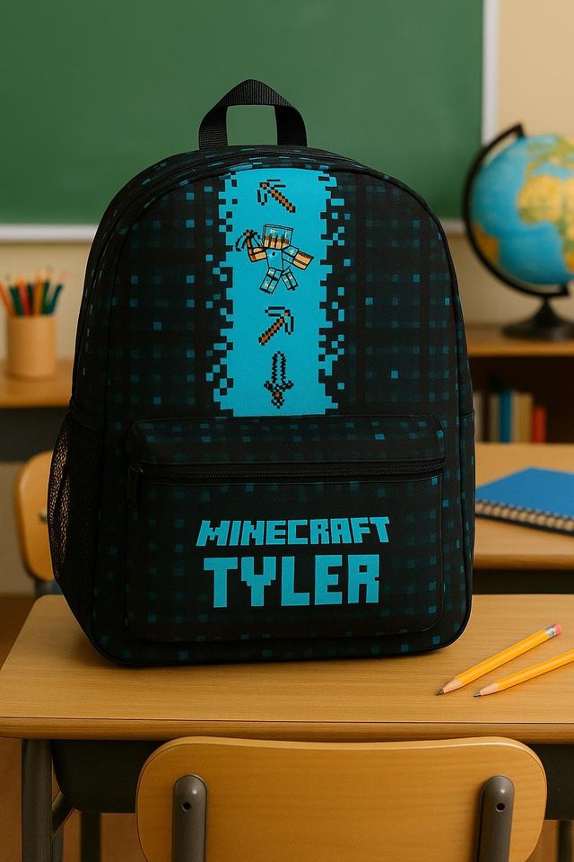 Minecraft Backpack Personalized School Backpack Handmade Kids Gift Preschool Kindergarten Gaming Backpack
