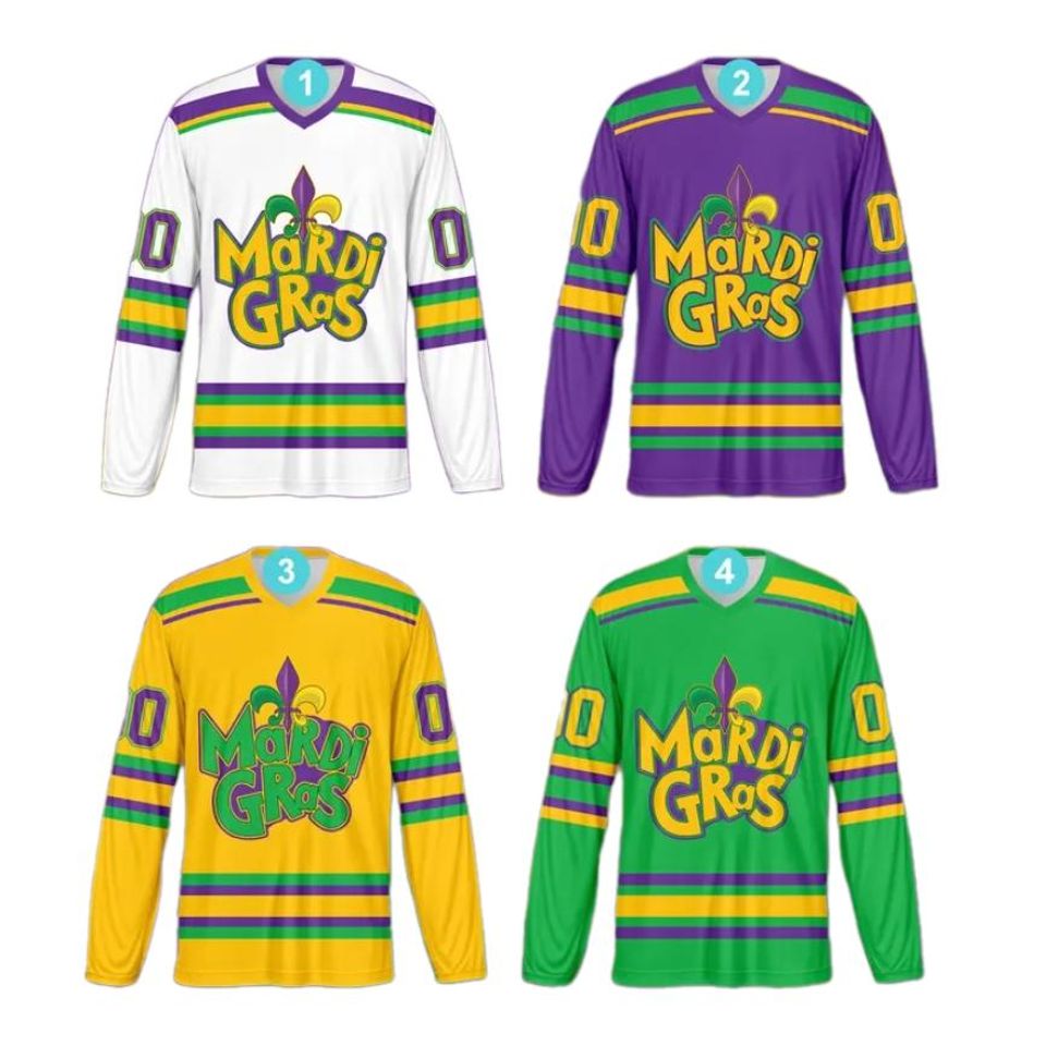 Custom Mardi Gras Ice Hockey Jersey, Fleur De Lis Sports Uniform