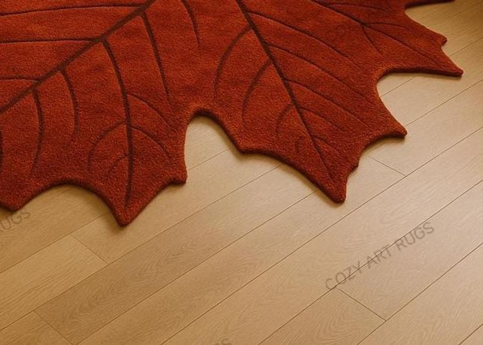Handmade Maple Leaf Rug: Autumn Red Fall Home Decor