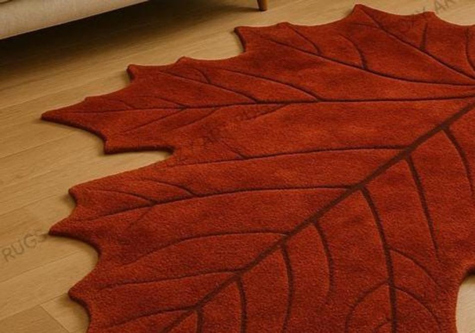 Handmade Maple Leaf Rug: Autumn Red Fall Home Decor
