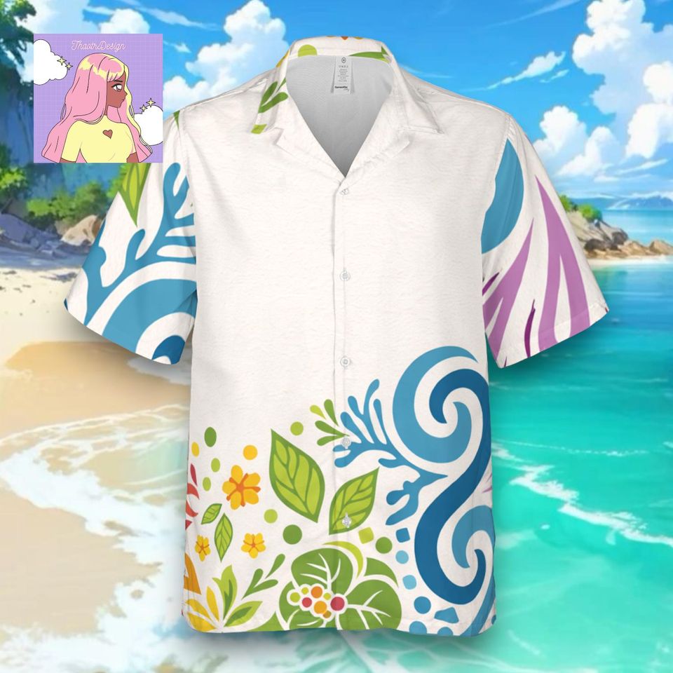 Disney Lookout Cay at Lighthouse Point Sand Pattern Hawaiian, Tropical Beach Disney Aloha Vacation Tee