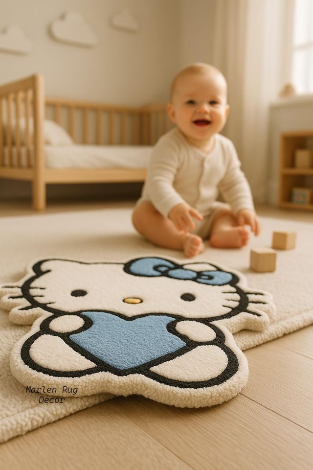 Hello Kitty Blue Heart Shaped Rug