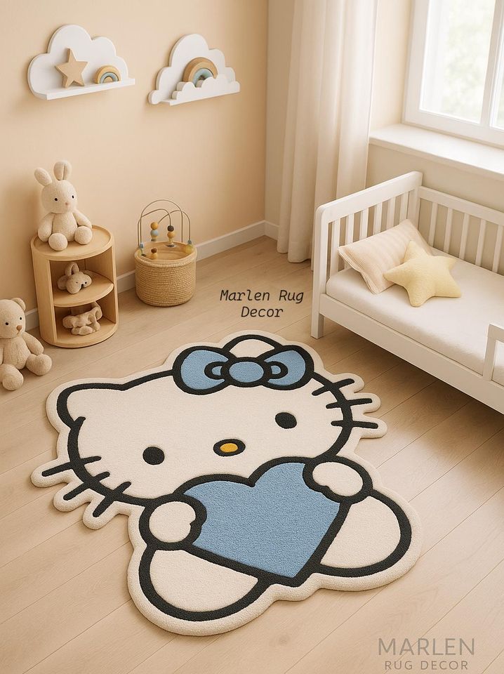 Hello Kitty Blue Heart Shaped Rug