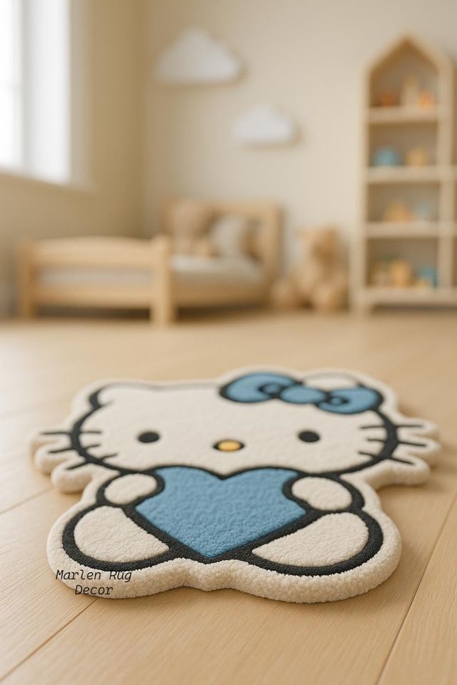 Hello Kitty Blue Heart Shaped Rug