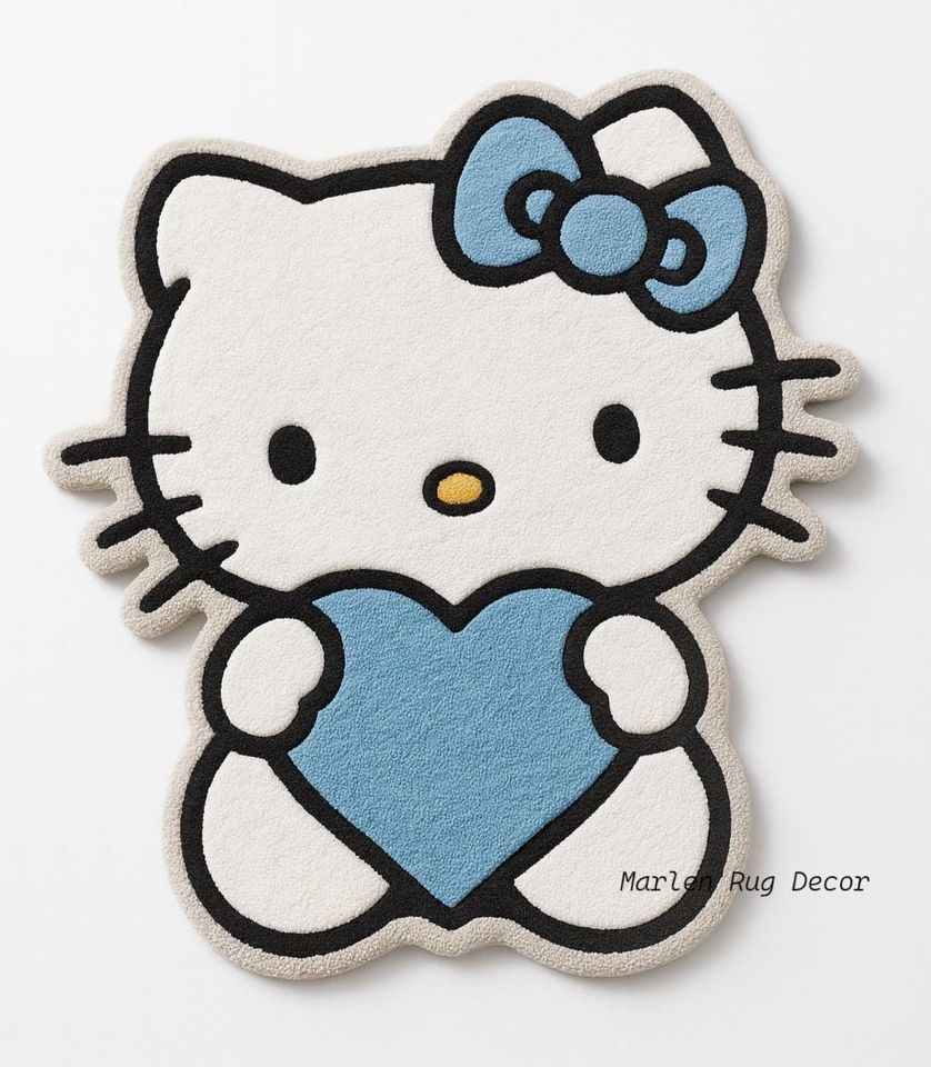 Hello Kitty Blue Heart Shaped Rug