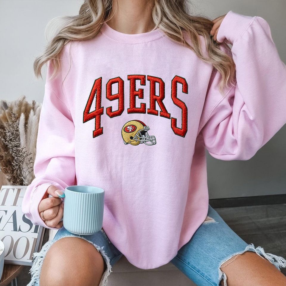 Embroidered 49ERS Oversized Sweatshirt, Unisex College Sweater, Vintage Streetwear Pullover